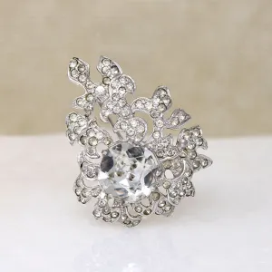 Eisenberg Original Crystal & Sterling Silver Brooch