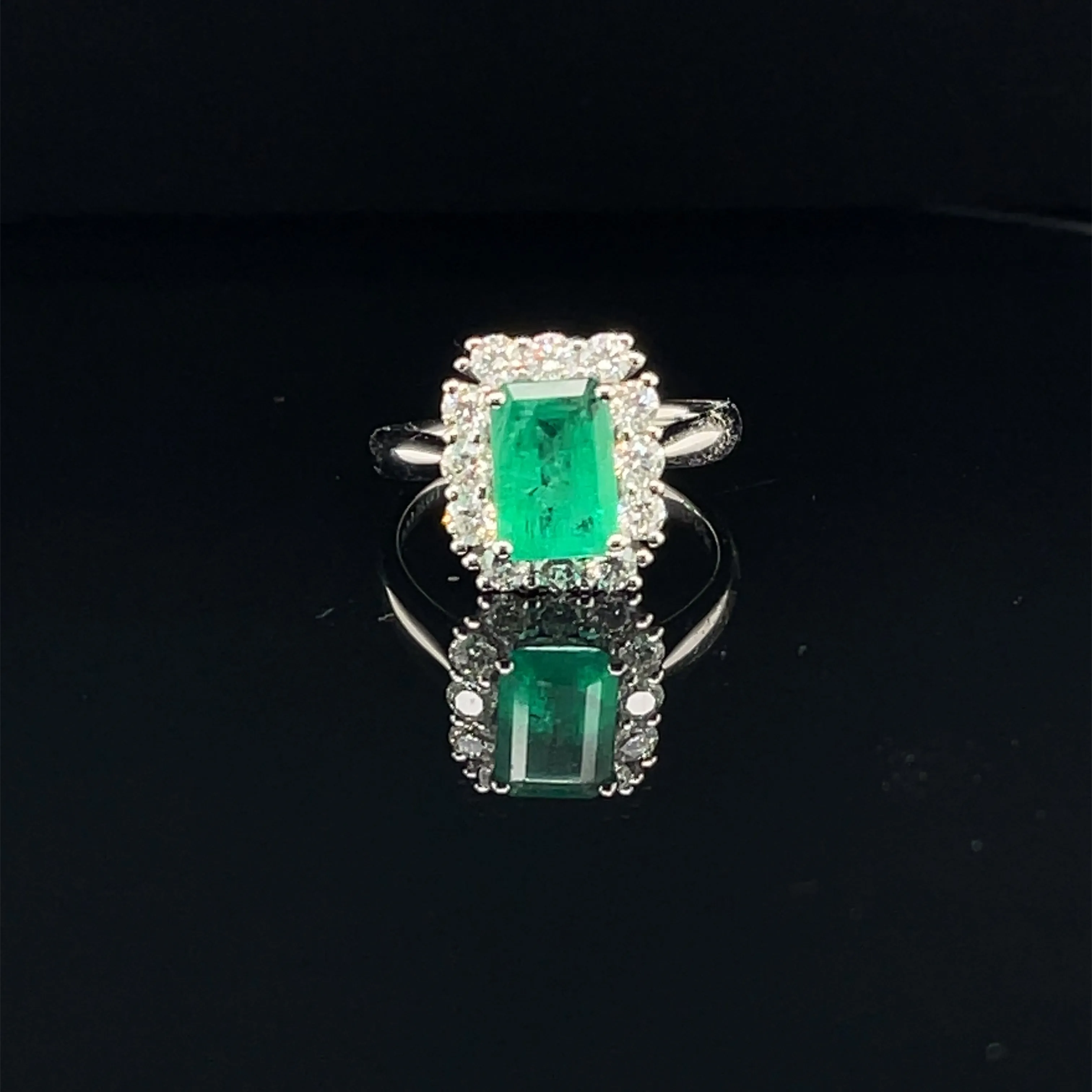 Emerald & Diamond Regal Engagement Ring in 18k White Gold - (#108-RGEME063597)