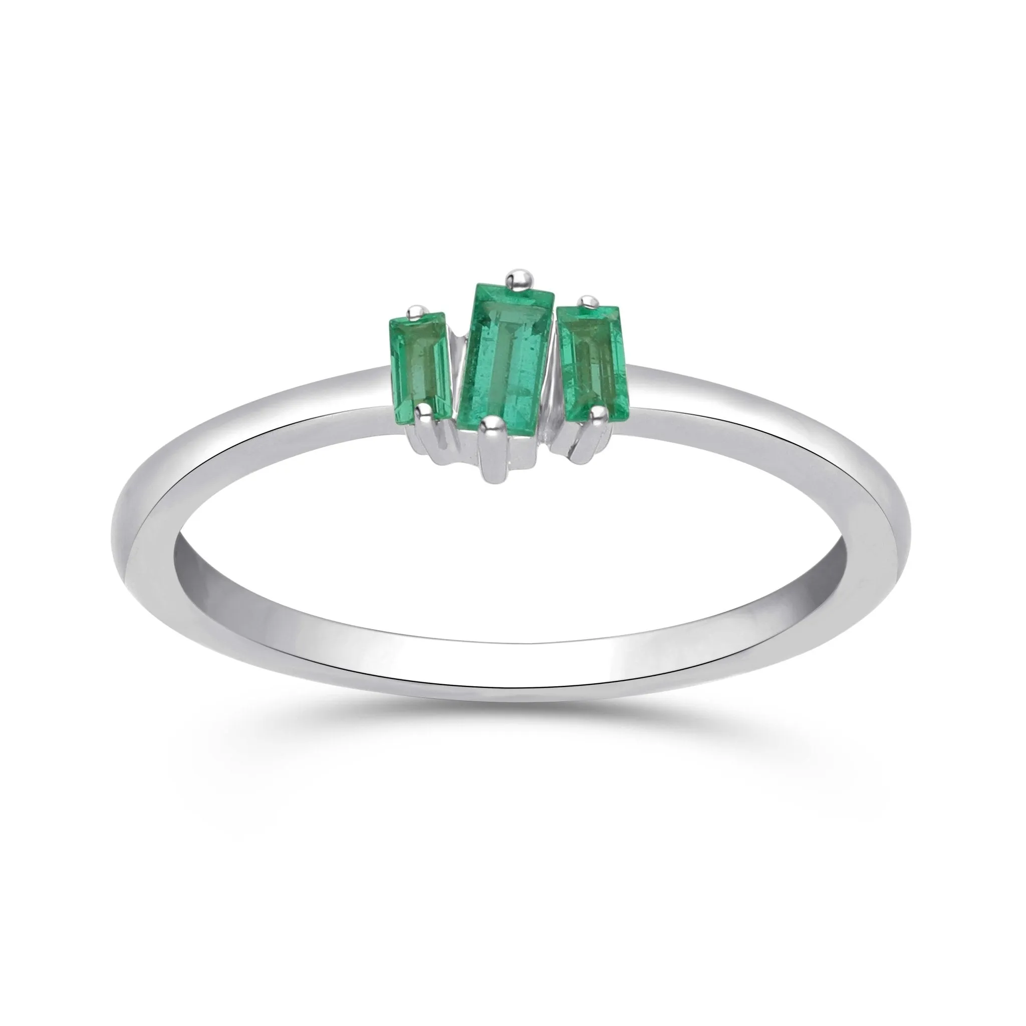 Emerald Trio Stackable Ring - WG
