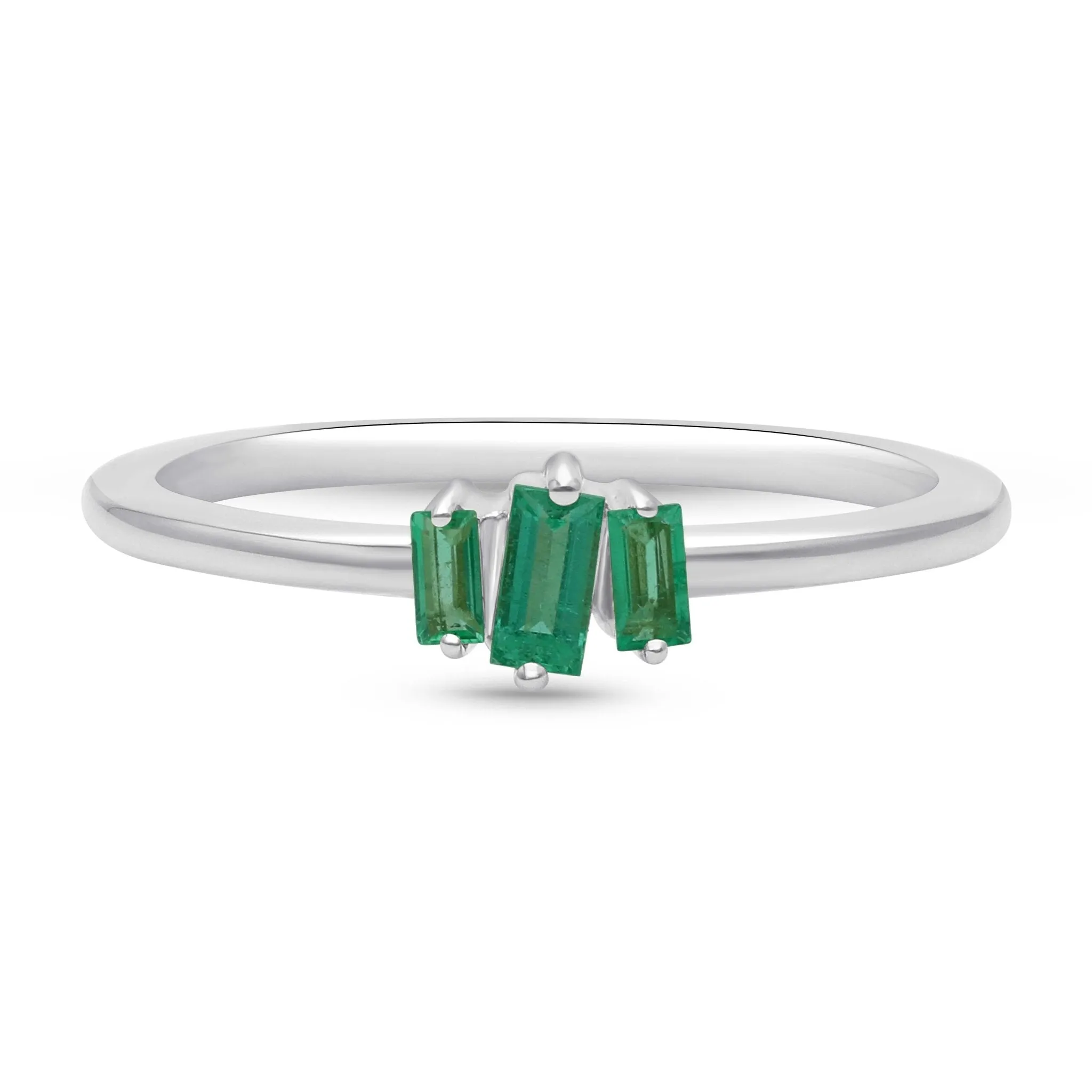 Emerald Trio Stackable Ring - WG