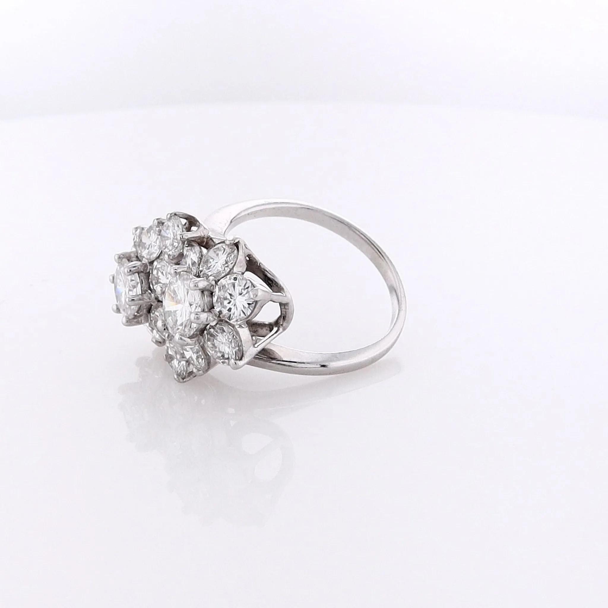 Estate 14 Karat White Gold Cluster Design Diamond Ring