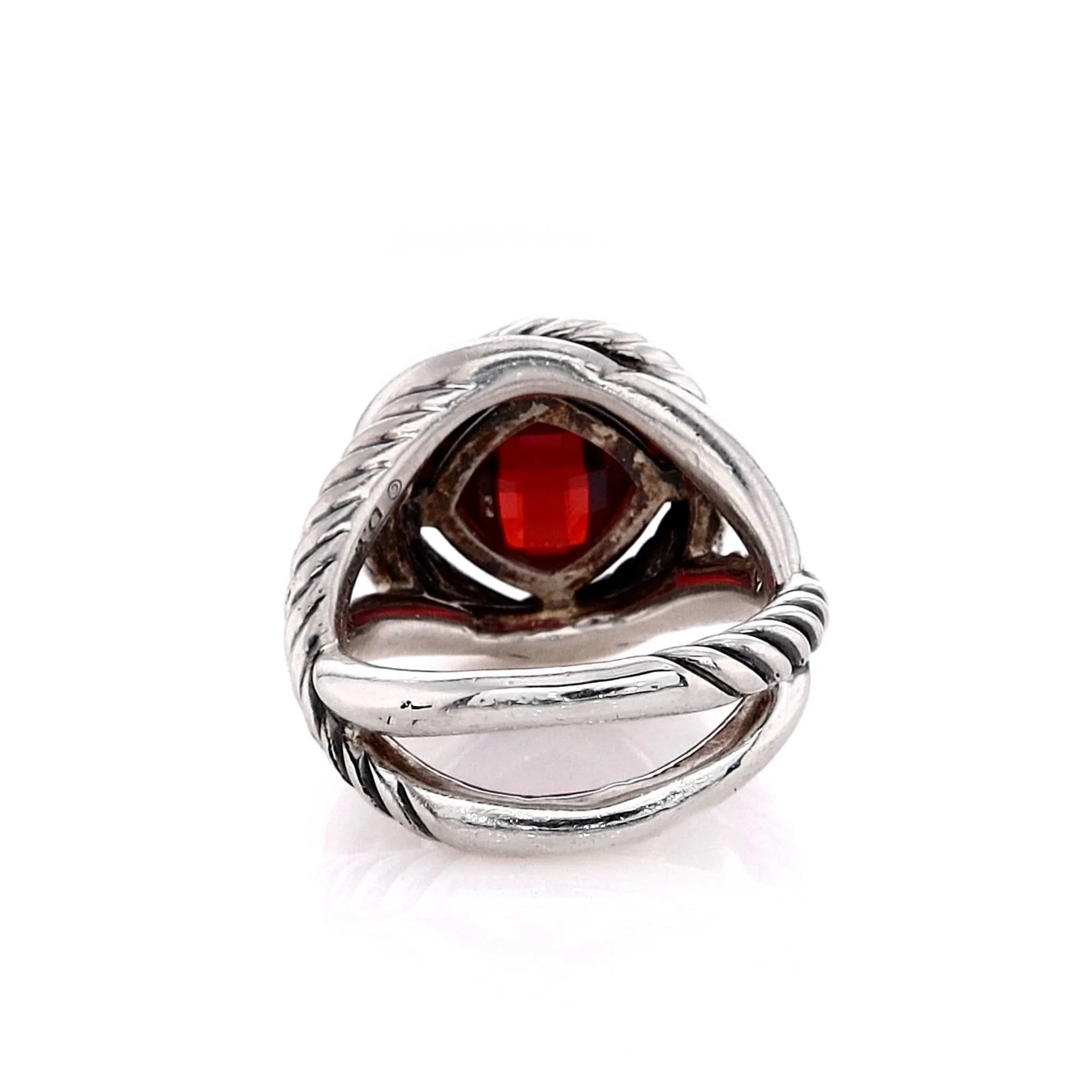 Estate David Yurman Infinity Collection Checkboard Garnet Split Shank Ring