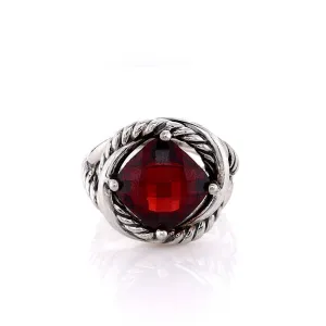Estate David Yurman Infinity Collection Checkboard Garnet Split Shank Ring
