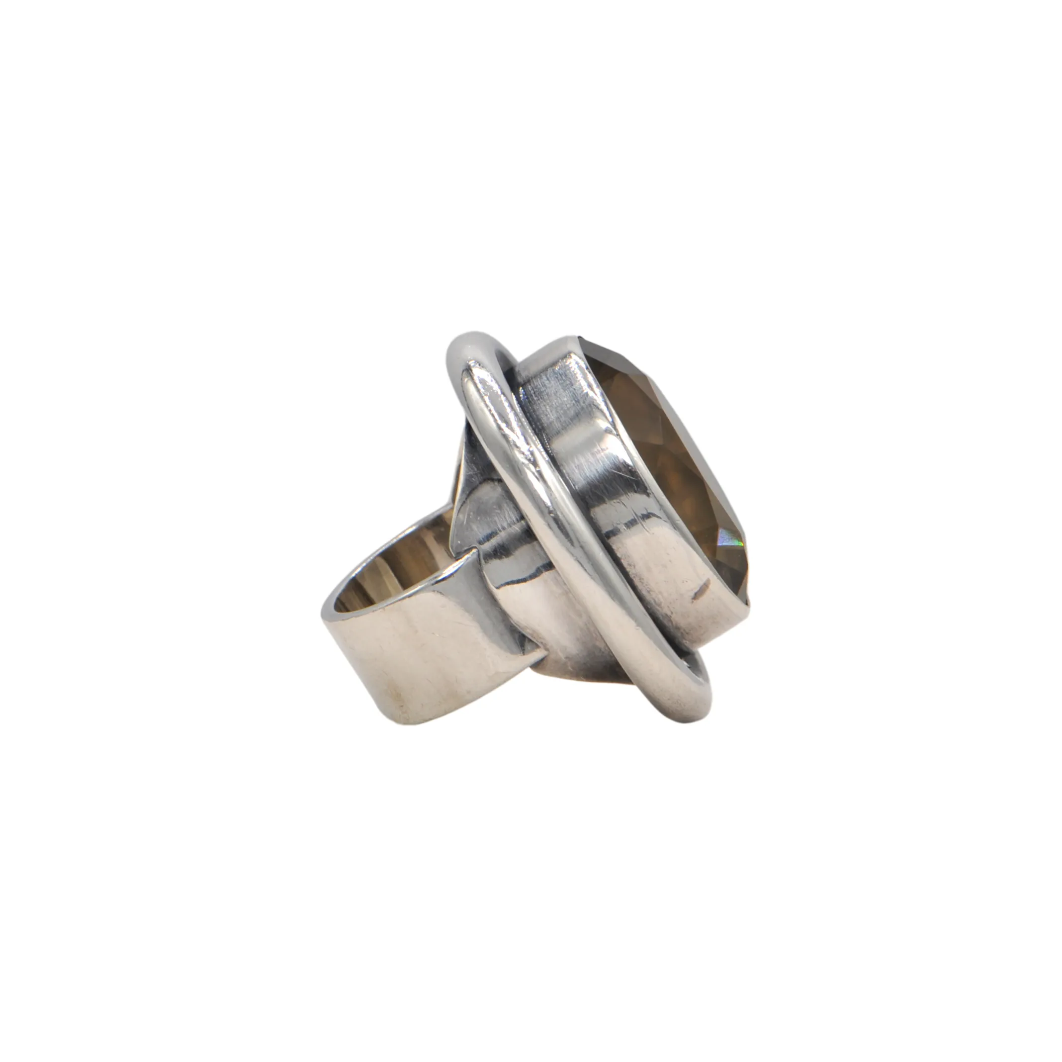 Estate Signed Walter Schluep Smoky Quartz Sterling Silver Ring