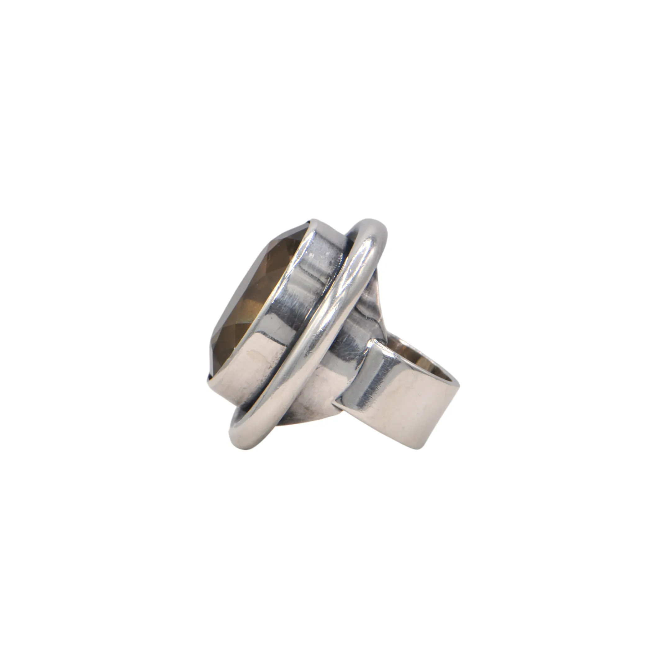 Estate Signed Walter Schluep Smoky Quartz Sterling Silver Ring