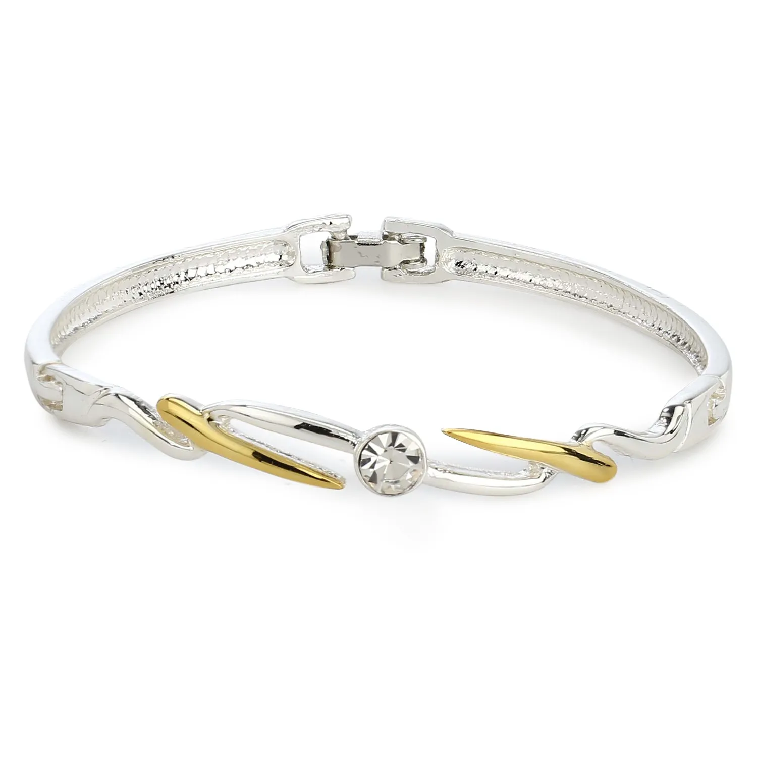 Estele Gold & Rhodium Plated Spike Designer Kada Bracelet with White Austrian Crystal for Girls & Women