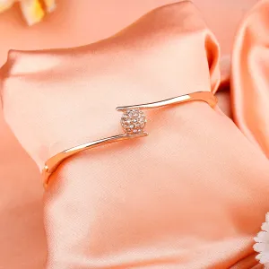 Estele Rosegold Plated Stylish Fashionable Cuff Bracelet with White Austrian Crystals for Girls & Women