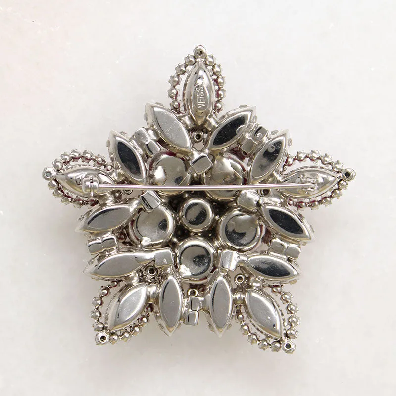 Fabulous Fuchsia & White Rhinestone Brooch by Weiss