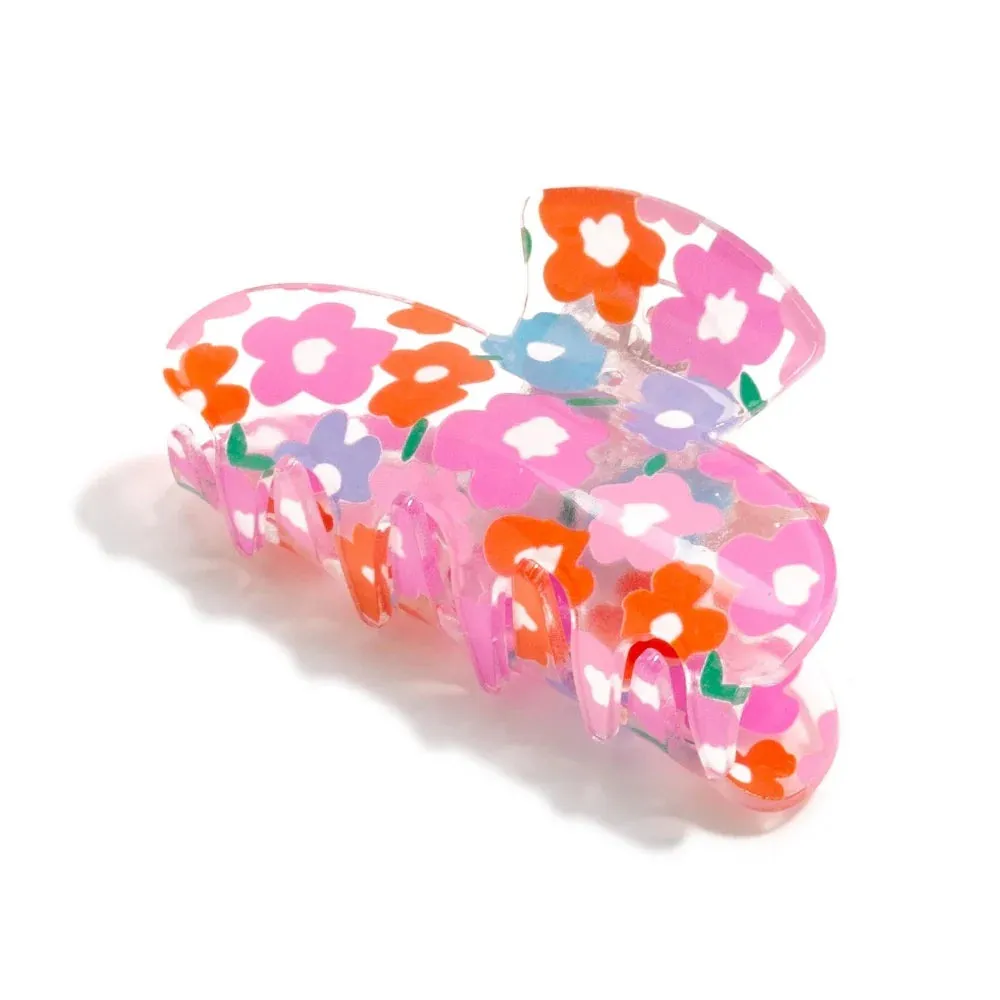 Flower Printed Claw Clips