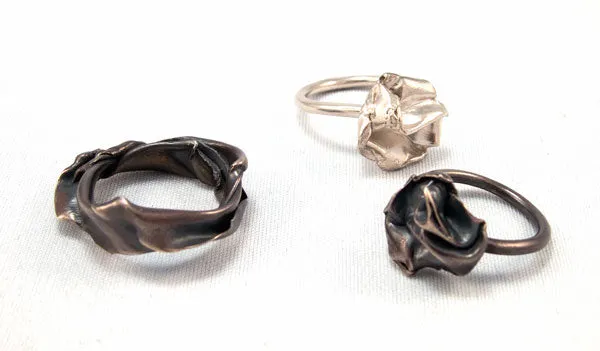 Fold Crumple Ring in Sterling Silver