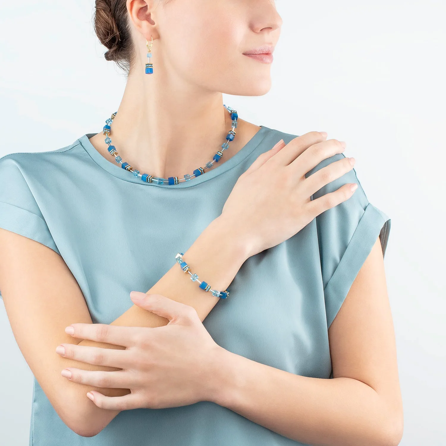 GeoCUBE? Iconic Mono Gold bracelet turquoise