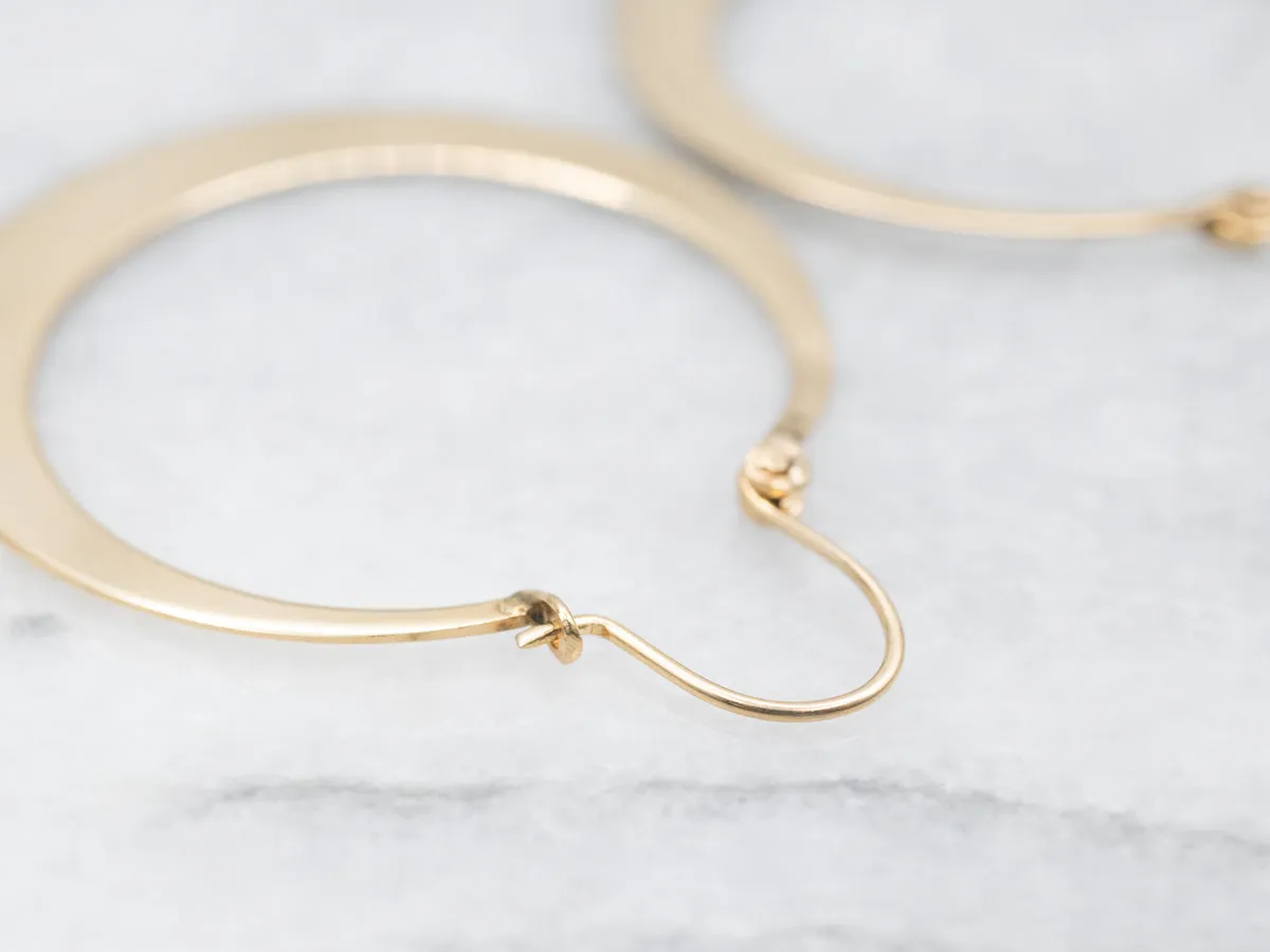 Gold Flat Circle Hoop Earrings