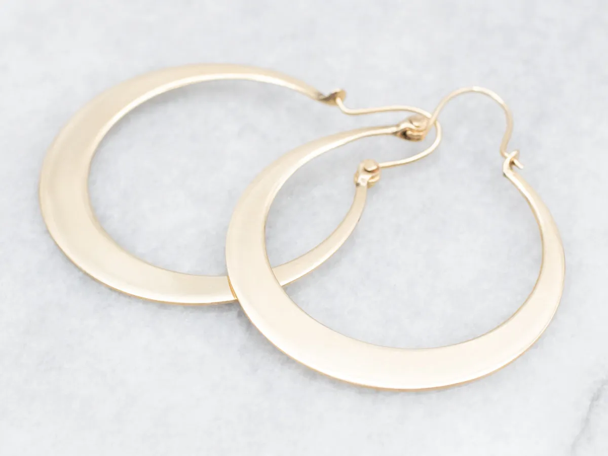 Gold Flat Circle Hoop Earrings