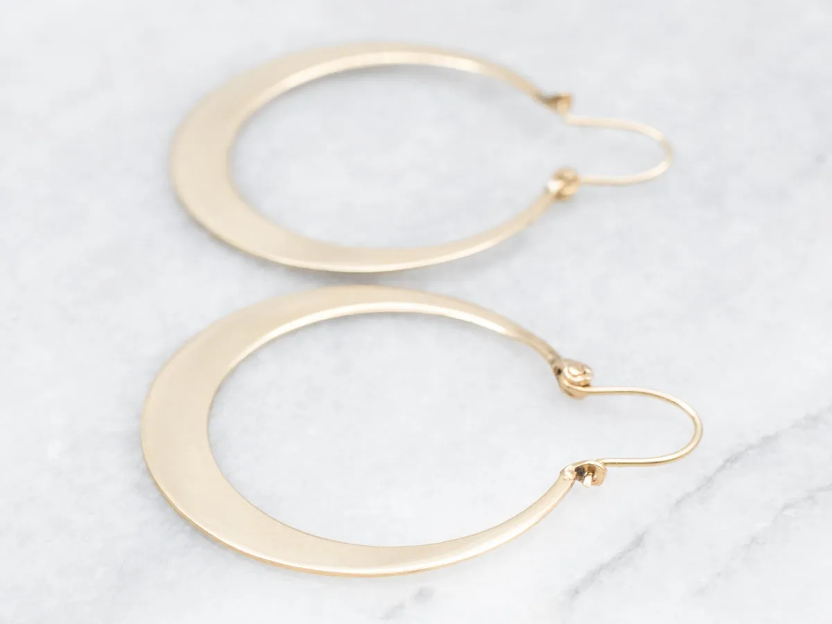 Gold Flat Circle Hoop Earrings