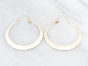 Gold Flat Circle Hoop Earrings