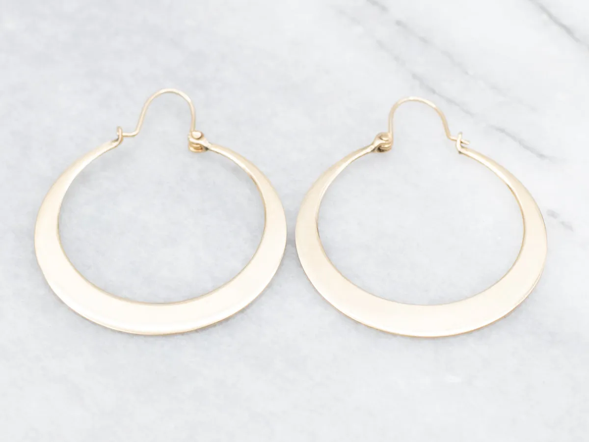 Gold Flat Circle Hoop Earrings