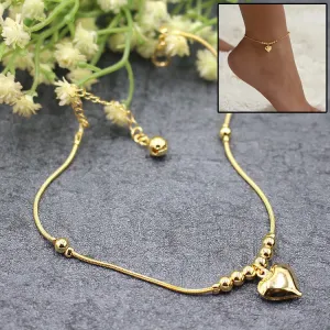 Gold Heart Pendant Anklet for Women