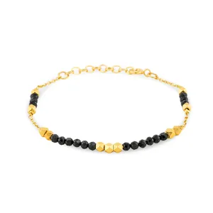 Gold-plated pearl bracelet 18k yellow gold assembled with black onyx