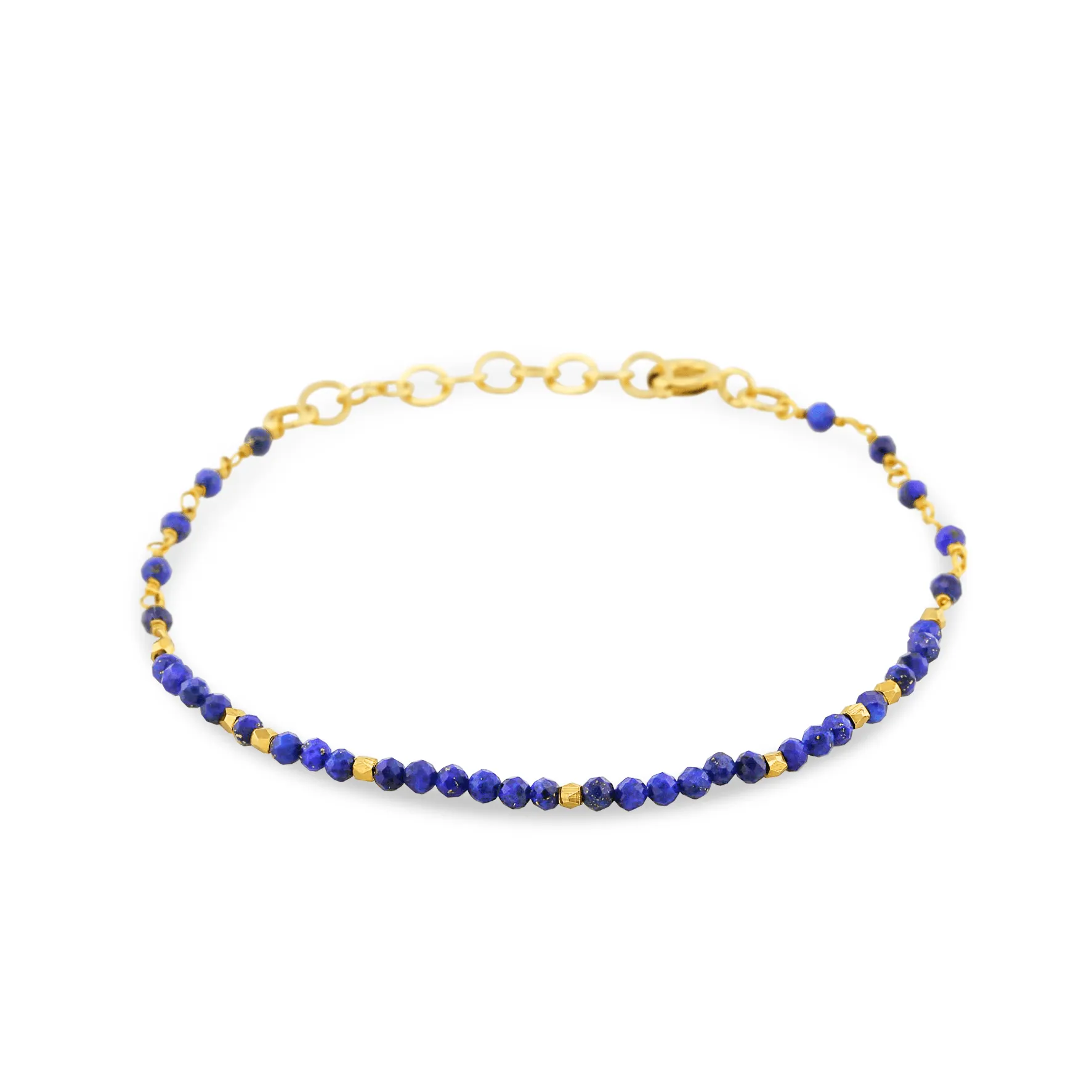 Gold-plated pearl bracelet 18k yellow gold assembled with lapis lazuli