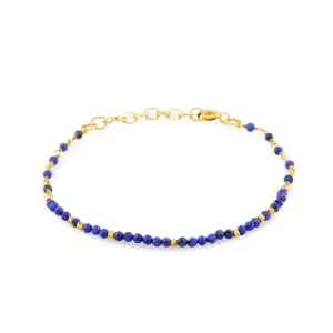 Gold-plated pearl bracelet 18k yellow gold assembled with lapis lazuli
