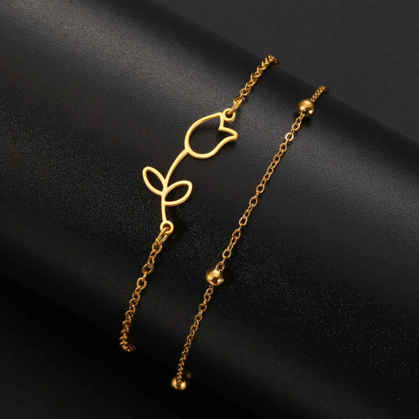 Gold Rose Anklet for Women ?C Adjustable Party Jewelry