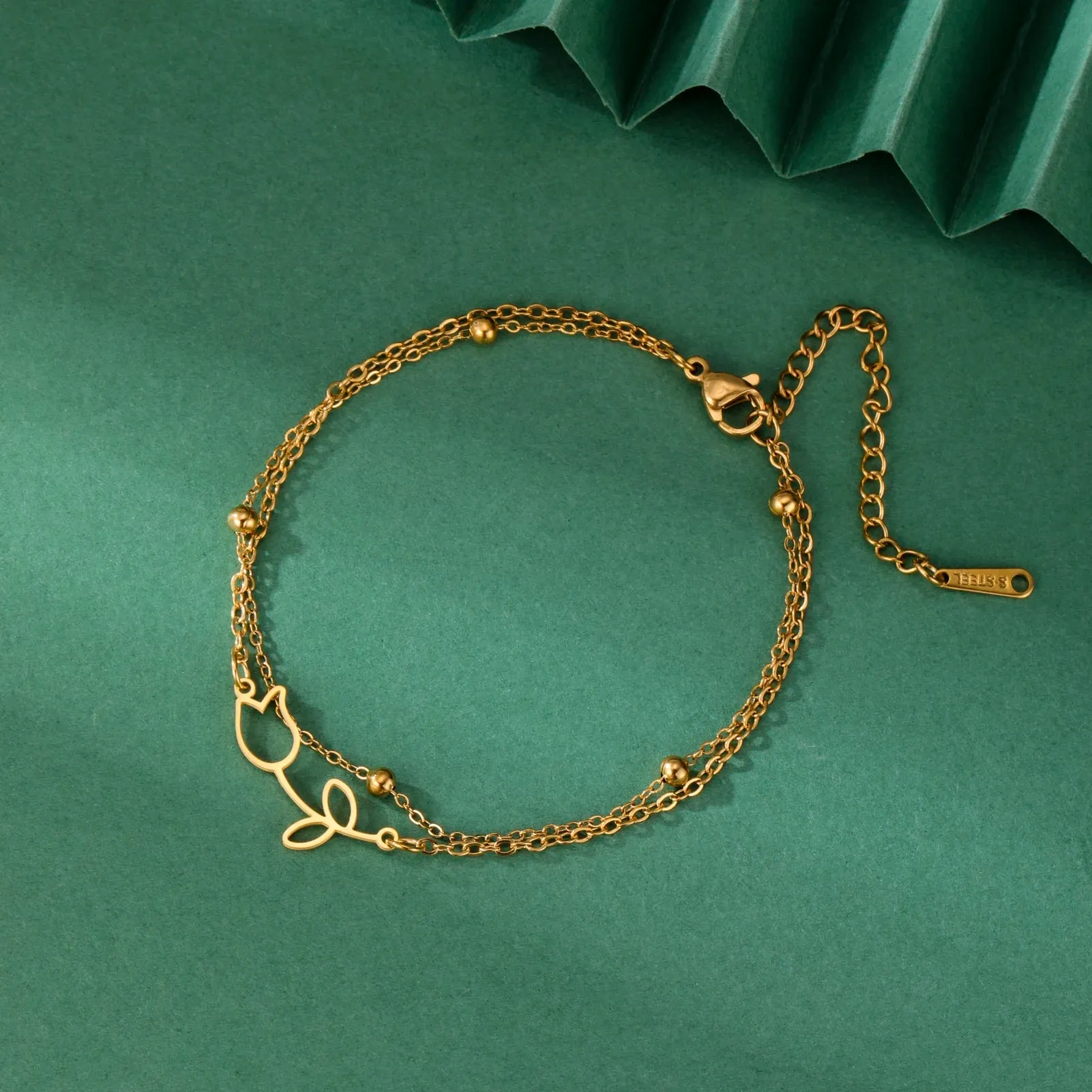 Gold Rose Anklet for Women ?C Adjustable Party Jewelry