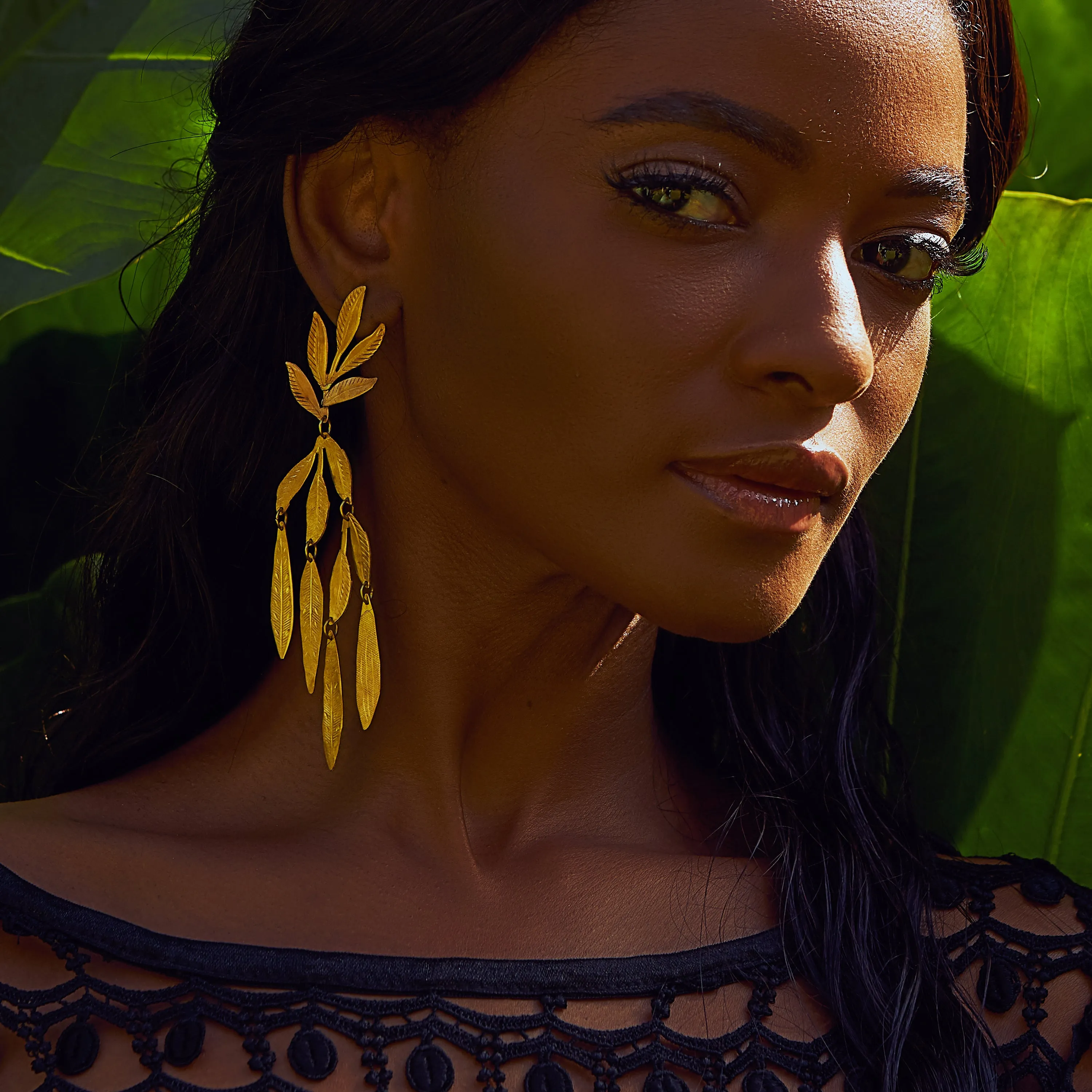 Gold Sea Forest Earrings