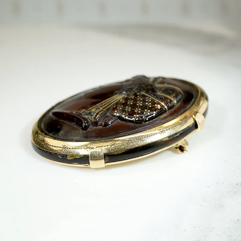 Handsome Woman with Gold Piqu?? Brooch