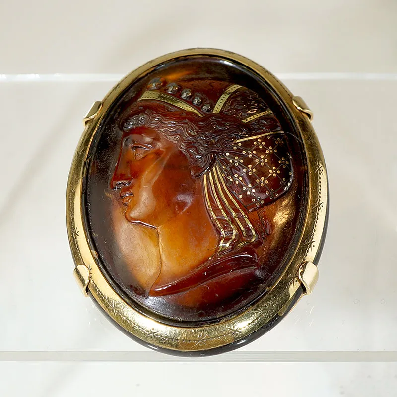 Handsome Woman with Gold Piqu?? Brooch