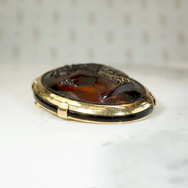 Handsome Woman with Gold Piqu?? Brooch