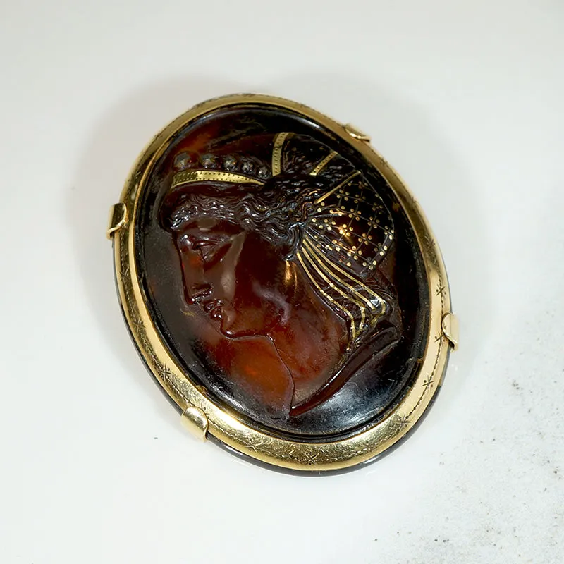 Handsome Woman with Gold Piqu?? Brooch
