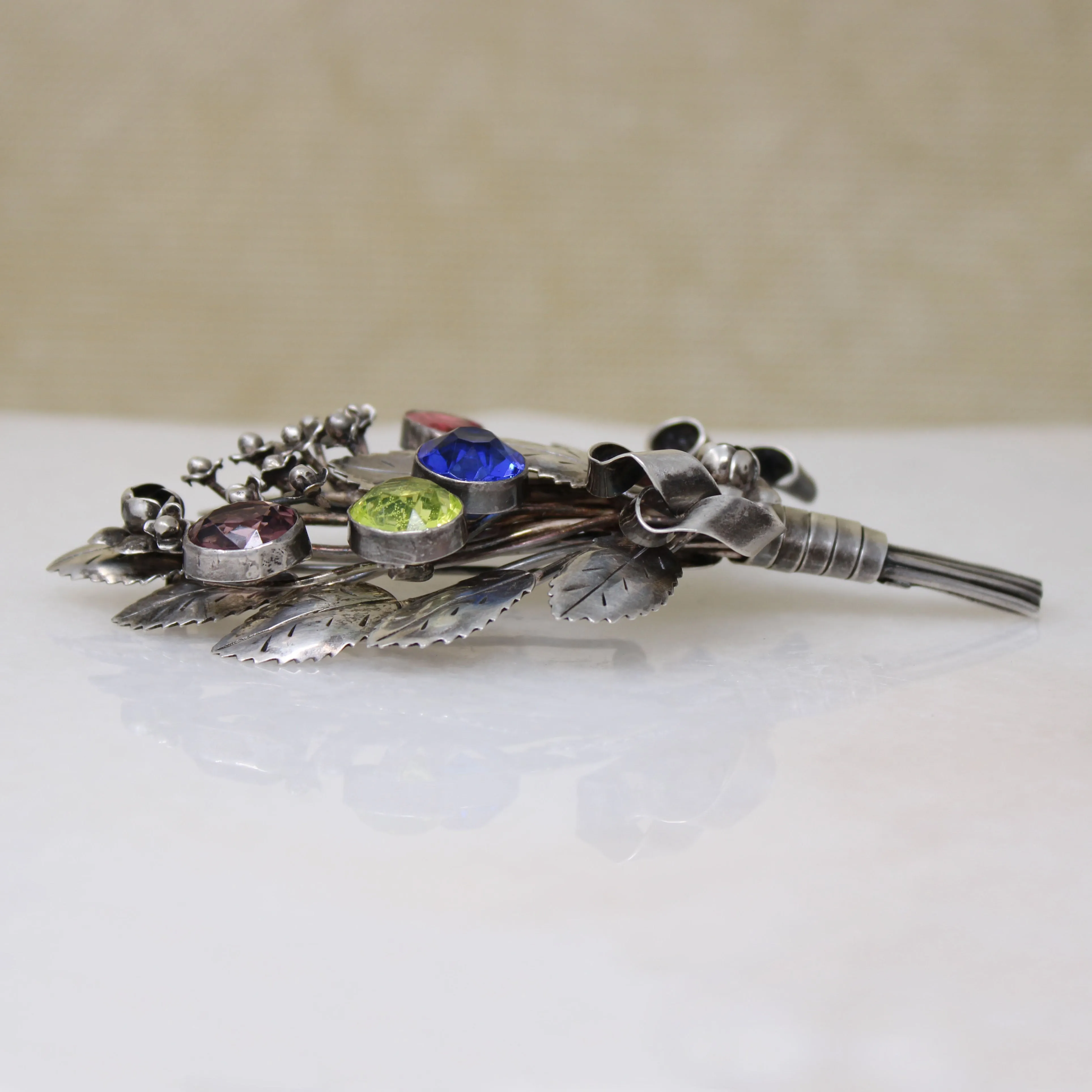 Hob?? Sterling Silver Bouquet Brooch