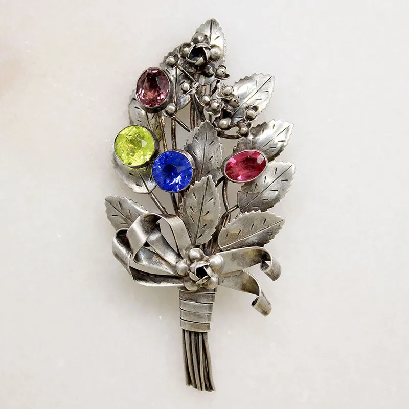 Hob?? Sterling Silver Bouquet Brooch