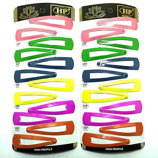 HP HIGH PROFILE Glossy Tic Tac Hair Clips Everyday Wear Bright Colours Metal Snap Hair Clips Barrettes Multicoloured for Women/Girls - Pack of 2 (24pcs)