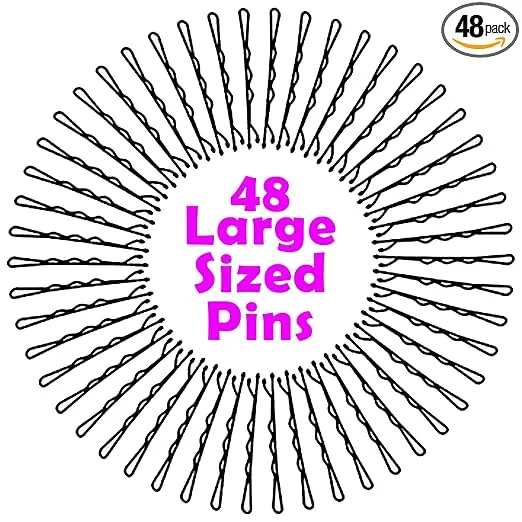 HP HIGH PROFILE Hair Styling Black Bobby Pins/Hair Bun Pins for Parlour and Home for Women and Girls - Set of 48 pcs (7 cm)