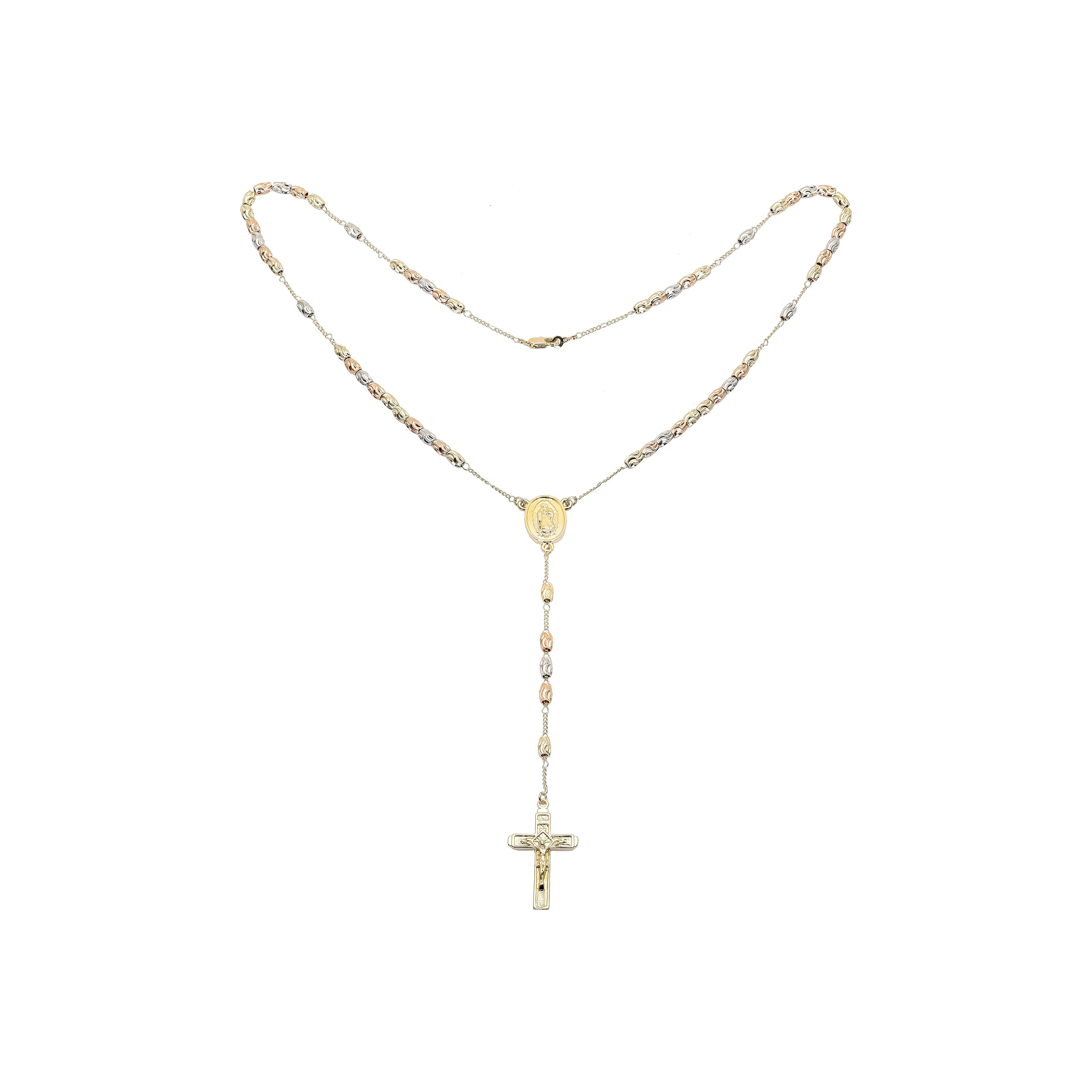 Italian Virgin of Guadalupe Catholic Rosary Necklace Bracelets plated in 18K Gold