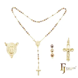 Italian Virgin of Guadalupe Catholic Rosary Necklace plated in 14K Gold