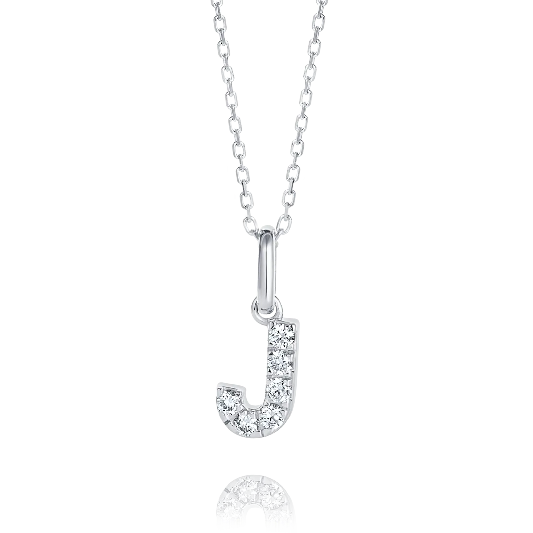 J Letter Pendant White Gold