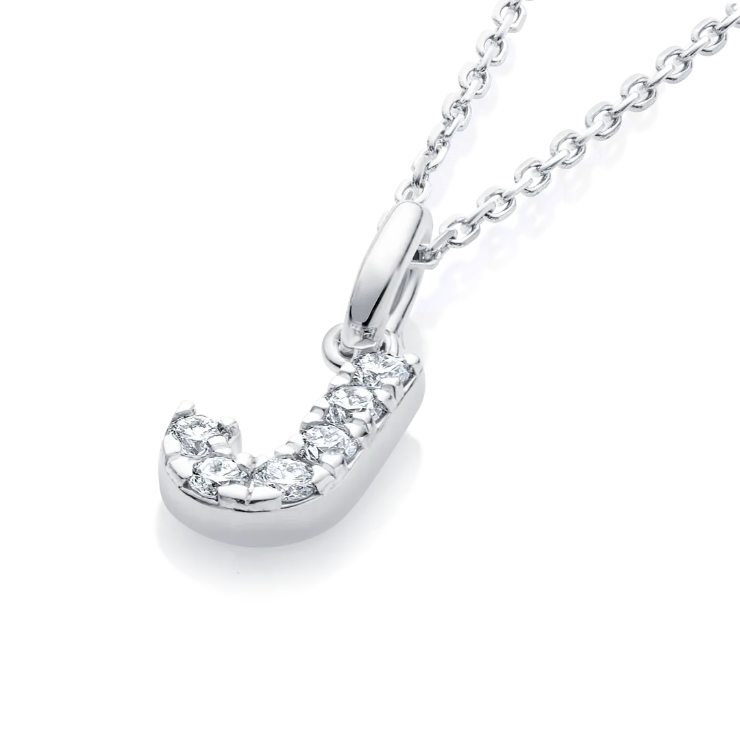 J Letter Pendant White Gold