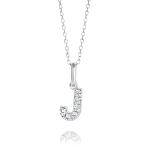 J Letter Pendant White Gold