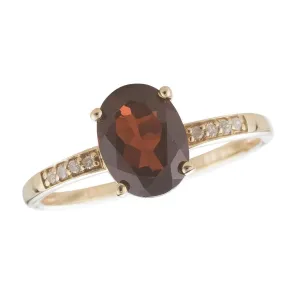 January Birthstone Rings: 14K Yellow Gold Diamond And Garnet Ring