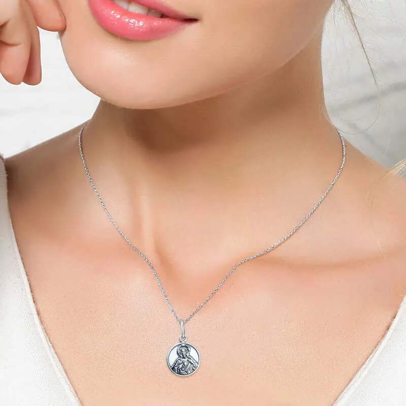 Jesus & Virgin Mary Reversible Pendant Virgencita Necklace
