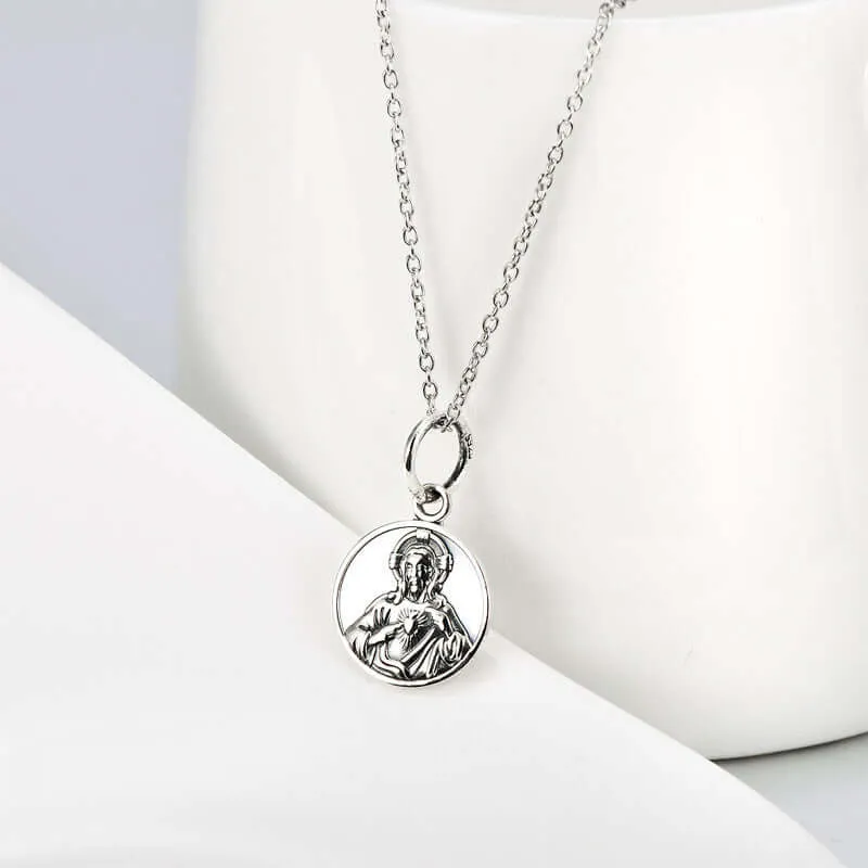 Jesus & Virgin Mary Reversible Pendant Virgencita Necklace