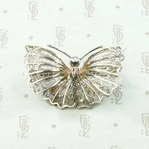 Lacy Silver Filigree Moth Brooch