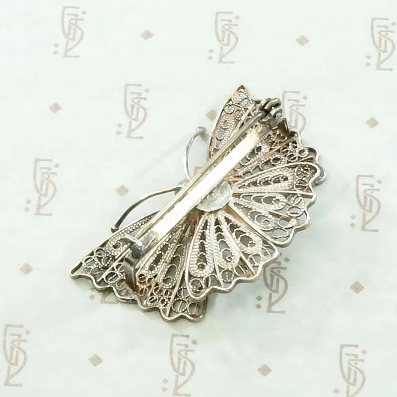 Lacy Silver Filigree Moth Brooch
