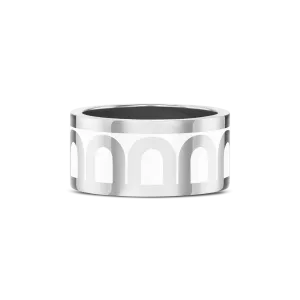 L'Arc de DAVIDOR Ring GM, 18k White Gold with Neige Lacquered Ceramic
