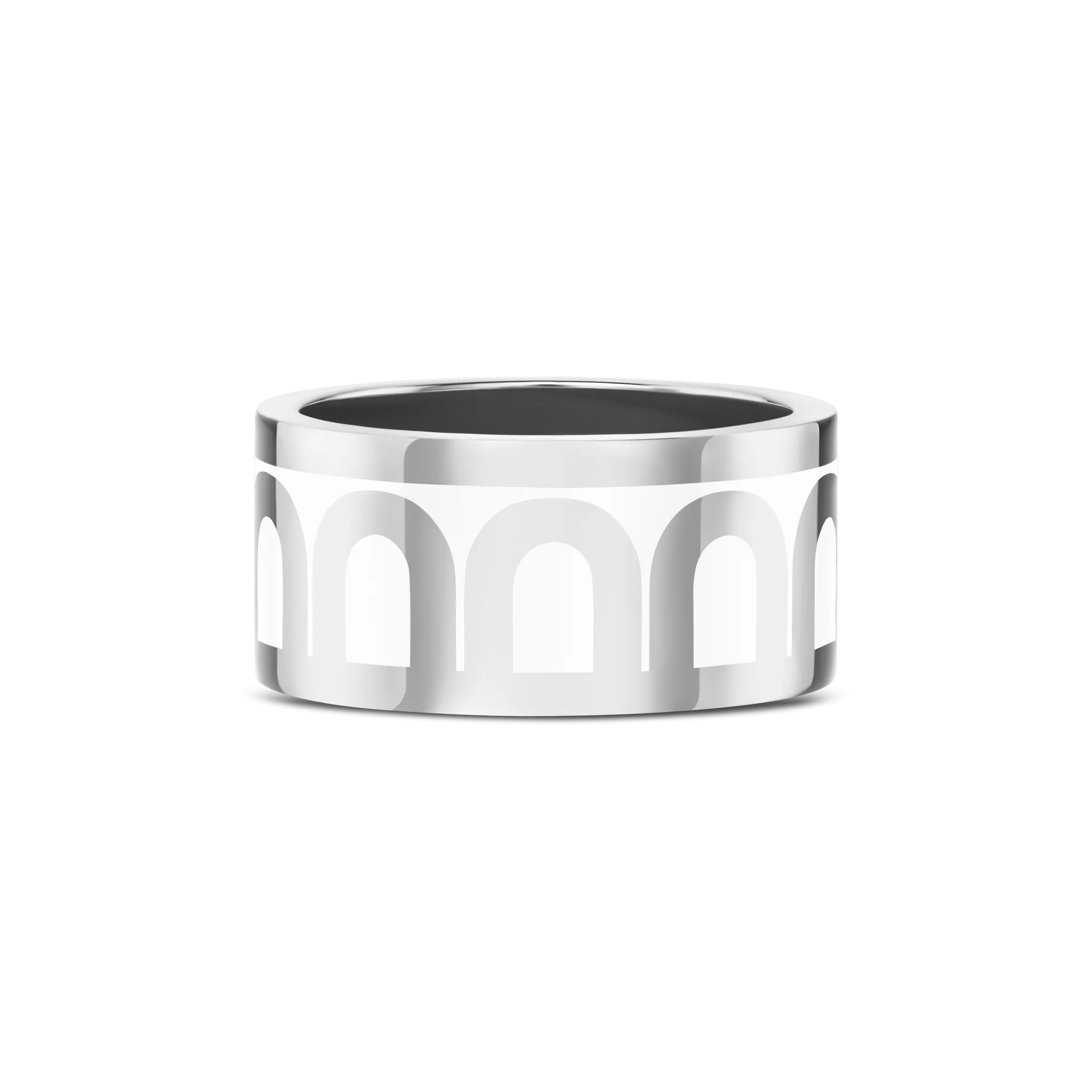 L'Arc de DAVIDOR Ring GM, 18k White Gold with Neige Lacquered Ceramic