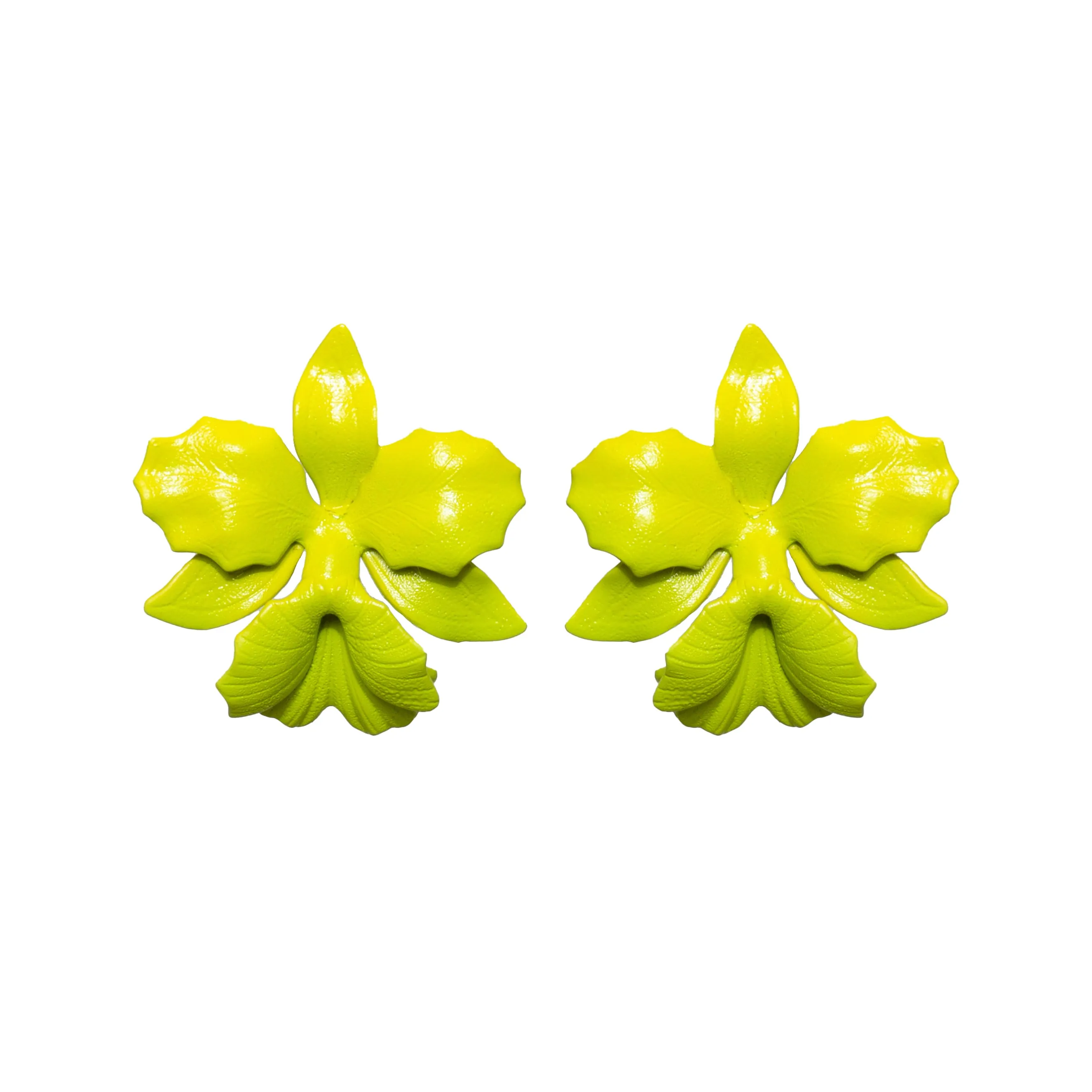 Lime Laelia Orchid Studs