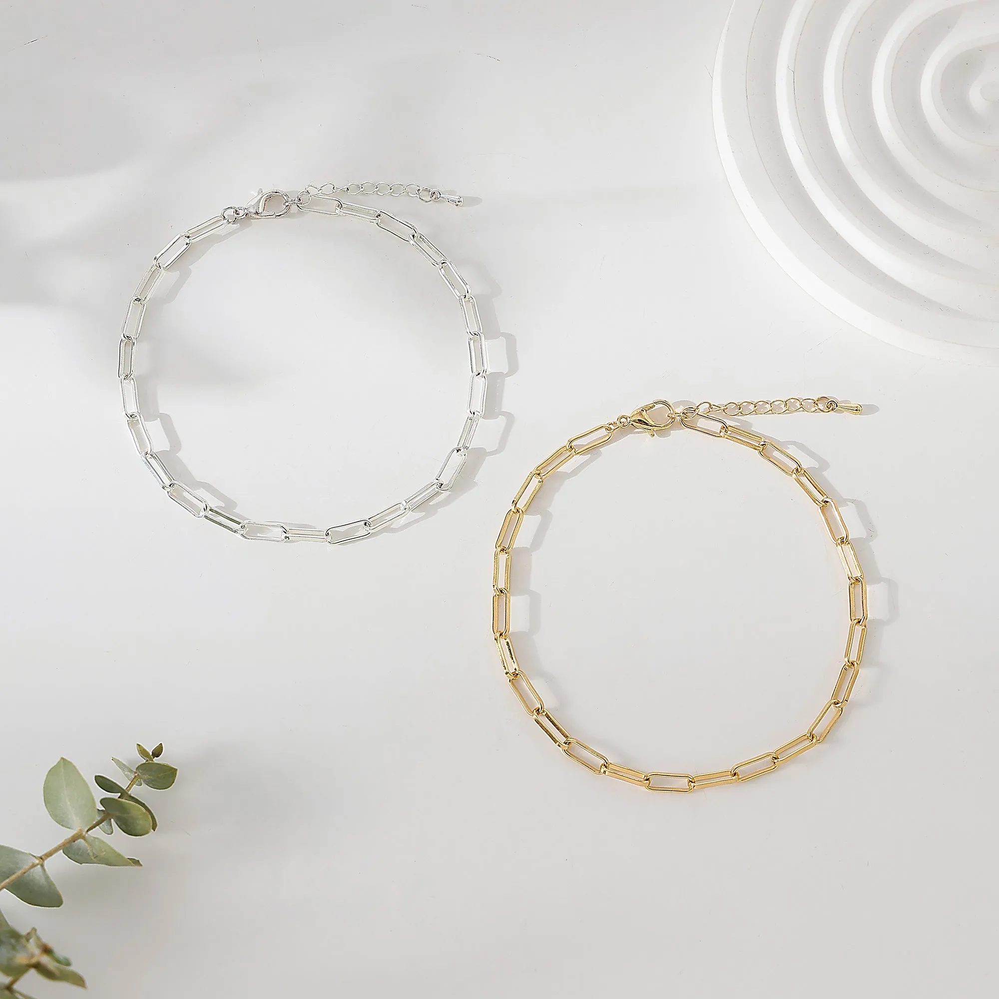 Link chain Anklet in Silvery and Golden assorted
