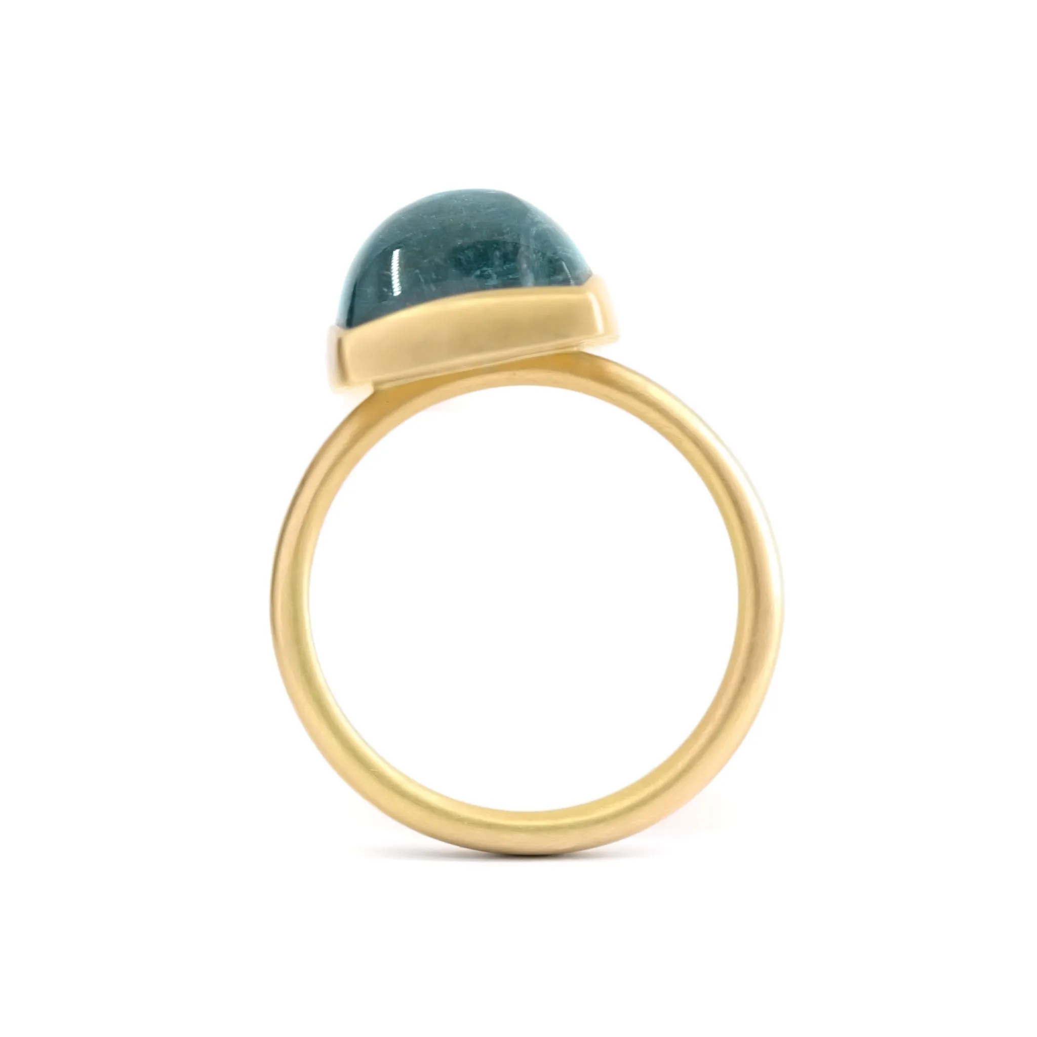 Lola Brooks Indicolite Green Blue Tourmaline Cushion Gold Ring